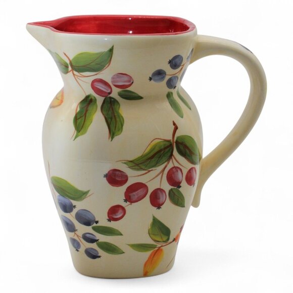 FTD Other - Hand-Painted Ceramic Pitcher With Fruit & Leaf Design By FTD